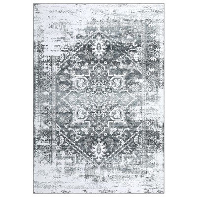 Machine Washable Area Rug Low Pile Vintage Ultra-Thin Non Slip Non Shedding Rugs Stain Resistant Foldable Indoor Carpet for Living Room Bedroom