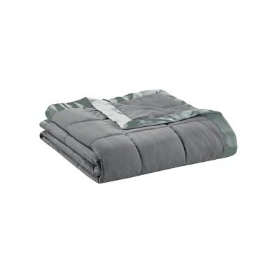 Gulches Charcoal Satin Trim Down Alternative 108x90 Blanket 1 Piece
