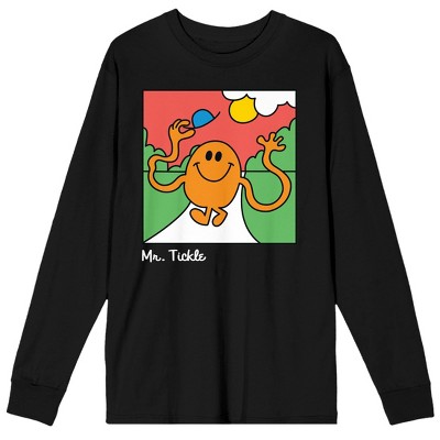 Mr. Men And Little Miss Classic Mr. Tickles Crew Neck Long Sleeve Men's Black Tee