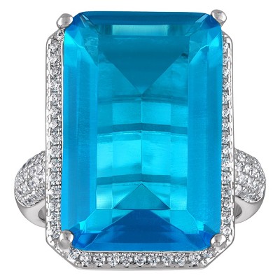 Ivy Sharpe Silver Plated Simulated Blue Topaz Statement Ring