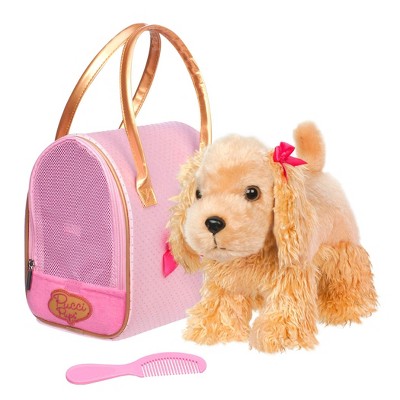 Pucci Pals Golden Dot Glam Bag & Cocker Spaniel Puppy Stuffed Animal: Toy Dogs for Kids Collection