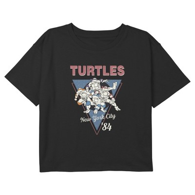 Girl's Teenage Mutant Ninja Turtles Distressed Group Triangle Crop T-Shirt