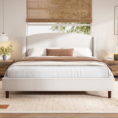 Christopher Knight Home Kristy Upholstered Platform Bed with Wingback Headboard