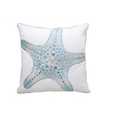 RightSide Designs Sea Glass Starfish Embroidered Indoor/Outdoor Throw Pillow