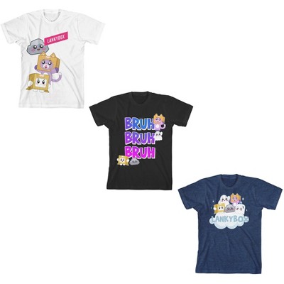 LankyBox Bruh Character Art 3-Pack Crew Neck Short Sleeve Toddler Boy's to Youth Boy's T-shirt Set