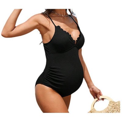 Maternity V Neck Swimsuit Summer Maternity Bathing Suit Adjustable Shoulder Strap Pregnancy Swimwear