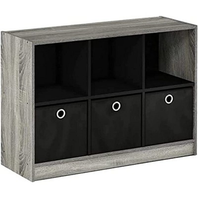 Furinno 3-Cube Bookcase Organizer Storage Book Shelf with 3 Pull-out Bin Drawer