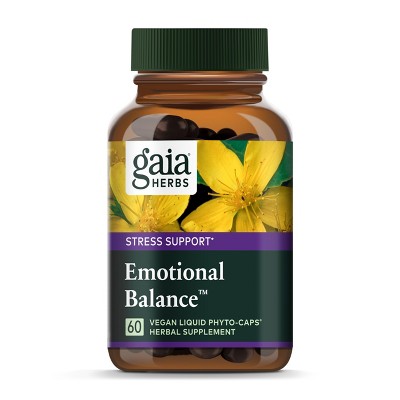 Gaia Herbs Emotional Balance - Stress Support Supplement to Help the Body Cope with Stress - 60 Vegan Liquid Phyto-Capsules