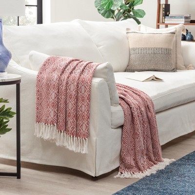 Chanasya Multi Diamond Cotton Throw Blanket With Tassels