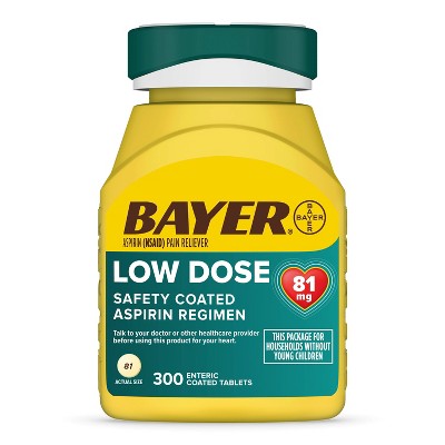 Bayer Low Dose Aspirin 81mg Regimen Pain Reliever Coated Tablets (NSAID)
