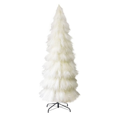LuxenHome 6Ft Holiday Artificial Pampas Grass Tree in Natural Ivory Beige