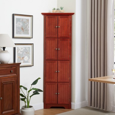 GDFStudio Volran Rustic 72'' Tall 4-Tier Corner Cabinet with 8 Doors