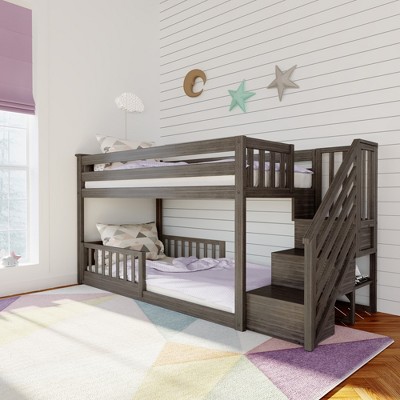 Max & Lily Low Bunk with Stairs and Guard Rail