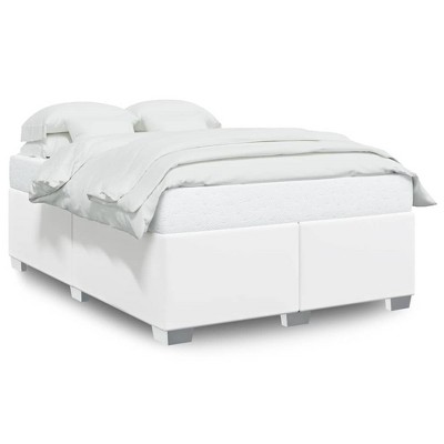 vidaXL Bed Frame without Mattress Upholstered Platform Base Bedroom Faux Leather - White Full