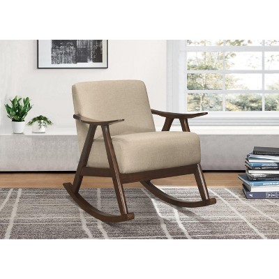 Grungis Modern Rocking Chair with Cushion Seat and Back,Modern Upholstered Armchair with Rubber Wood Frame,Accent chair for Living Room,Office