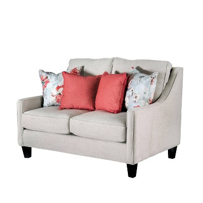 Vieta Upholstered Loveseat Ivory - Furniture Of America
