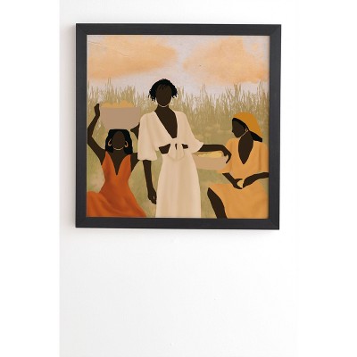 12" x 12" Nawaalillustrations Lemon Picking Framed Wall Art Black - Deny Designs: Modern MDF Screen Print, Vertical Orientation