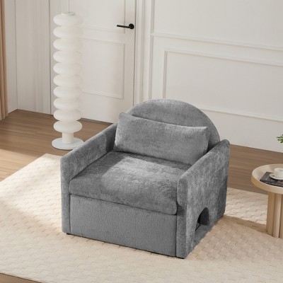 Modern Chenille Lounge Chair with Cat Hideaway and Washable Covers, Single Accent Chair for Living Room or Bedroom Use-Cuddlewood