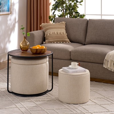 Spassway Modern 24"W x 24"D x 20"H Multi Functional Woven Rattan Pouf Ottoman Perfect for Cozy Living Room