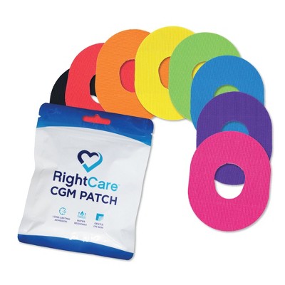 RightCare CGM Adhesive Synthetic Patch for Dexcom G7, Uncovered Oval, Multiple Colors, Bag of 25