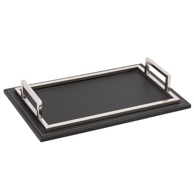 Jiallo Rectangular tray with leather bottom 18 x 11"