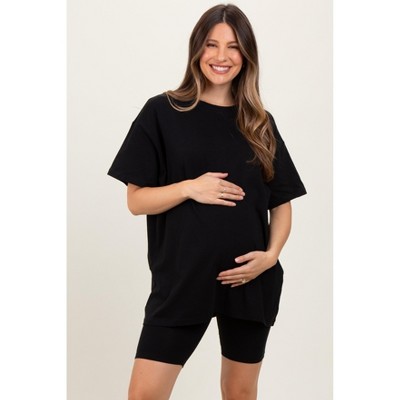PinkBlush Black Biker Shorts Maternity Set