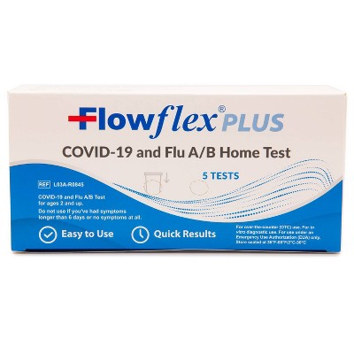 FlowFlex Plus COVID-19 & Flu A/B Home Test Kit - Combo Antigen Test - 5ct