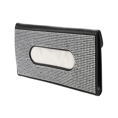 Unique Bargains Universal Car Tissue Holder Sun Visor Holder Tissues Box Cover Car Backseat Extra Large Tissue Organization Faux Leather Black White