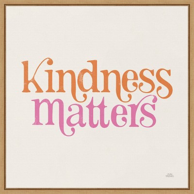 16" x 16" Kindness Matters by Laura Marshall Framed Canvas Wall Art - Amanti Art: Laura Marshall Typography