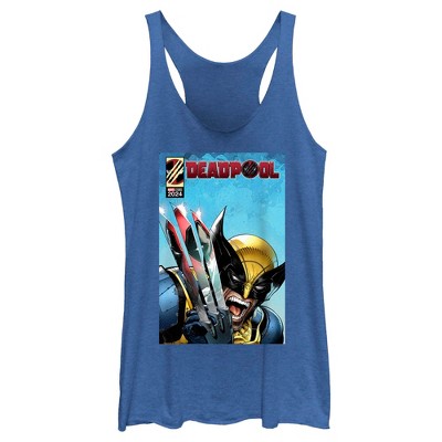 Women's Marvel: Deadpool & Wolverine Reflection in Claw Poster Racerback Tank Top