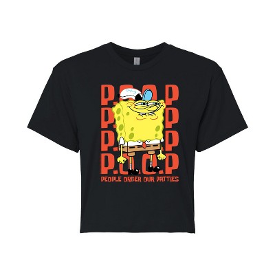 Women's - SpongeBob SquarePants - People Order Our Patties Cropped Graphic T-Shirt