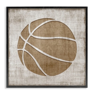 Stupell Industries Rustic Basketball Silhouette Shape Sports Team Ball, 12" x 12"