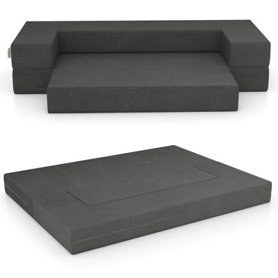 Costway 8-Inch Folding Sofa Bed with High-density Foam & Washable Cover Twin/Queen Size