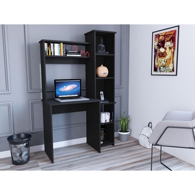 Kumasinova 39.7" Computer Desk with Bookshelves,Modern Office Table with 5 Open Shelves&Hutch,Study Desk & Work Desk for Home Office