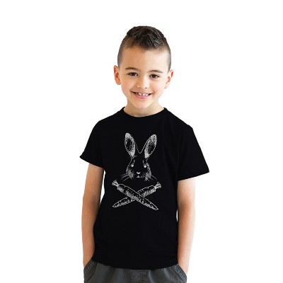 Youth Jolly Roger Holiday T Shirt Funny Pirate Bunny Flag Egg Hunt Tee for Kids - Crazy Dog Youth T Shirt For Holiday Holiday