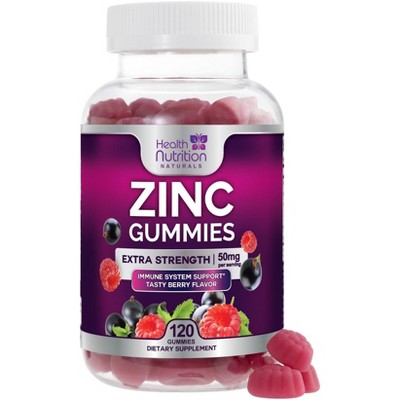 Zinc Supplement 50mg Gummies for Adults - Max Strength Skin Health & Immune Support Gummy, Vegan, Non-GMO & Gluten Free - 120 Gummies