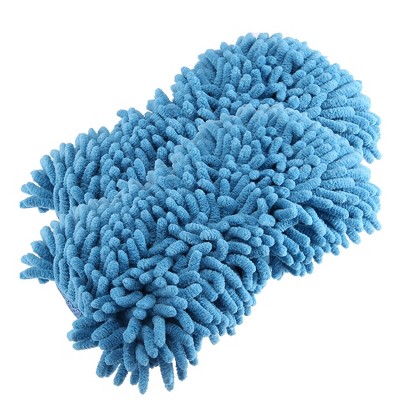 Unique Bargains Chenille Cleaning Sponges Car Wash Double Sided Dirt Washing Tool 2 Pcs