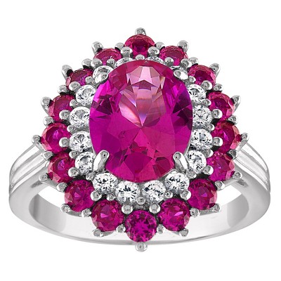 Designs By Gioelli Sterling Silver Created Pink Sapphire And Ruby Ring