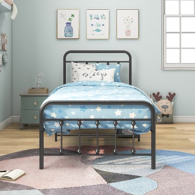Lyngins Full Size Bed Frame, Metal Platform Bed Frame with High Headboard, Under-Bed Storage, Noise-Free Bed, No Box Spring Needed