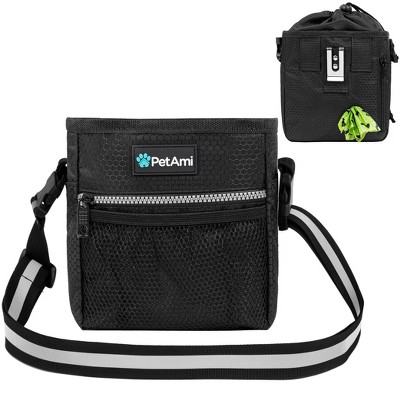 PetAmi Dog Treat Pouch, Pet Training Walking Bag Holder for Kibbles Food Toy, Trainer Essentials Supplies with Waste Dispenser