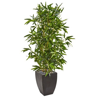 Nearly Natural 5-ft Bamboo Artificial Tree in Black Planter (Real Touch) UV Resistant (Indoor/Outdoor)