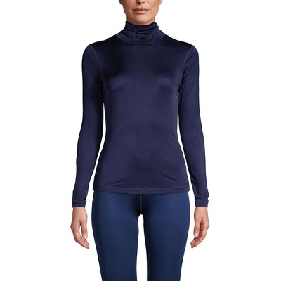 Lands' End Women's Silk Interlock Turtleneck Long Underwear Top