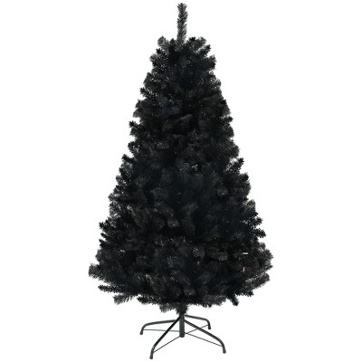 HOMCOM 6ft Unlit Artificial Black Christmas Tree, Holiday Décor with 1000 Branch Tips, Auto Open, Steel Base for Home Office, Black