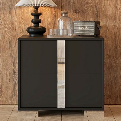 Contemporary 2-Drawer Nightstand with Mirrored Fronts and Durable MDF Build for Bedroom or Living Room Accent-Cuddlewood