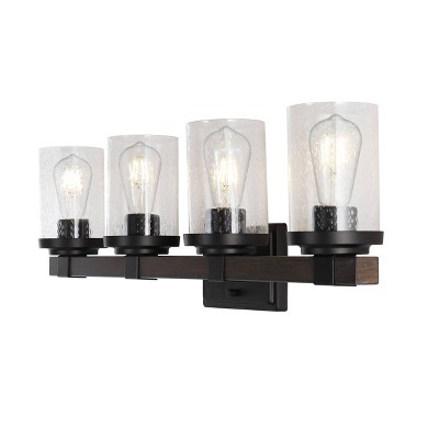 LED Iron/Seeded Glass Bungalow Farmhouse Wall Light Oil Rubbed Bronze - JONATHAN Y