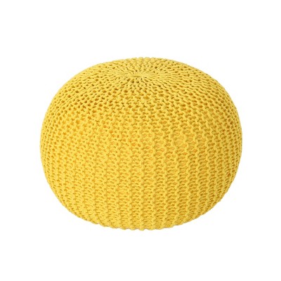 Abena Modern Knitted Cotton Round Pouf - Christopher Knight Home