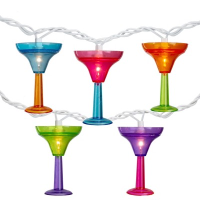 Northlight Margarita Glass Indoor Outdoor Patio Light Set - 9' White Wire - 10ct