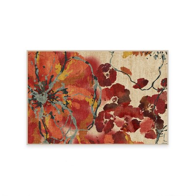 Ruggable Watercolor Floral Washable Boho Flatwoven Area Rug