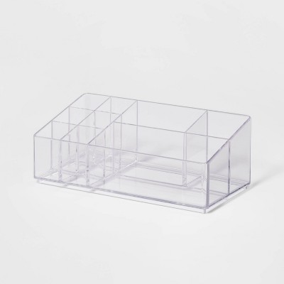 Bathroom Plastic 9 Slot Mixed Cosmetic Organizer Clear - Brightroom™: Makeup & Vanity Organizer Tray for Bathroom Countertop