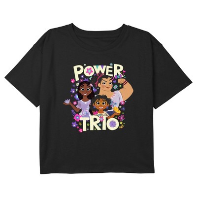 Girl's Encanto Power Sister Trio Graphic Graphic Cropped T-Shirt